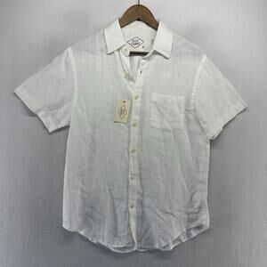 Alex Crane Shirt men's medium White 100% Linen Ola Button Up MSRP $130 NEW